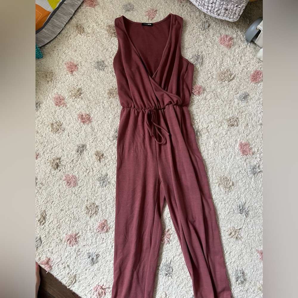 Fashion Nova Maroon Sleeveless Jumpsuit